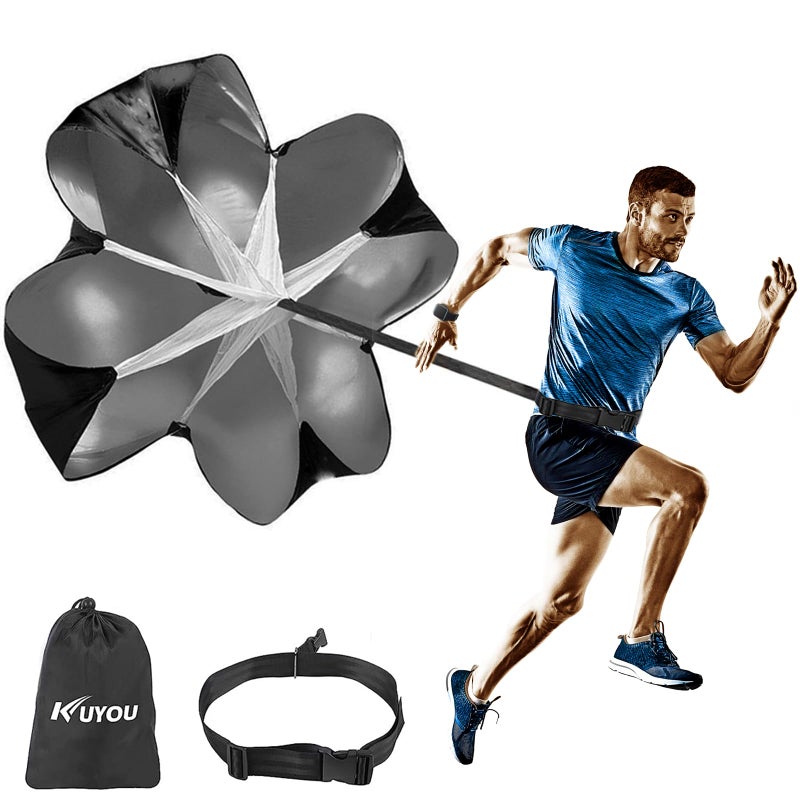 KUYOU Running Speed Training Speed Chute Resistance Parachute for Speed and Acceleration Training Fitness Explosive Power Training 56-Inch - Image 1